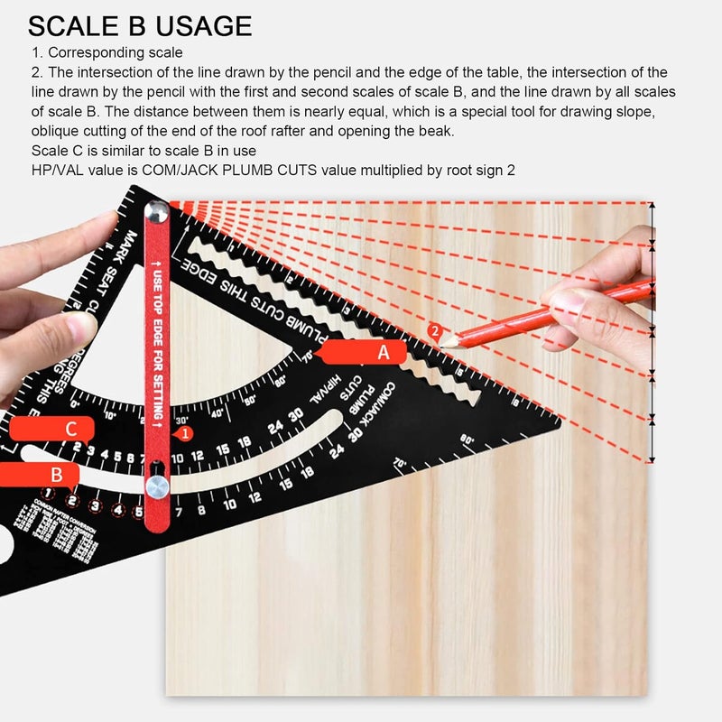 7in Woodworking Triangular Ruler, Aluminum Alloy Woodworking Measuring Ruler, Adjustable Carpentry Triangular Ruler for Engineers, Carpenters, ANKROYUtkvd7sep4g - Image 4