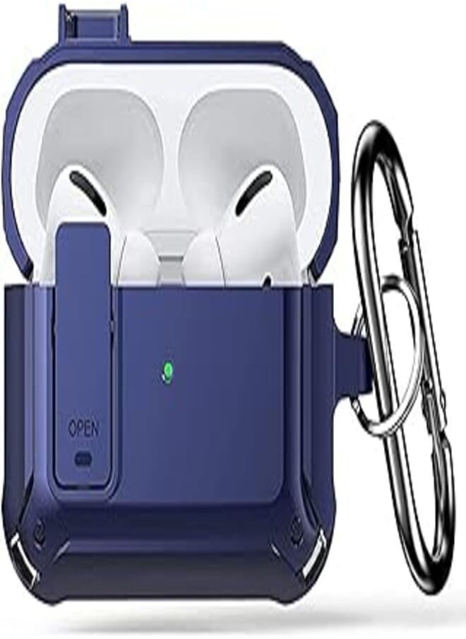 Generic - Case for AirPods Pro 2 2nd Generation with Keychain, Secure Lock Rugged Protective Case for AirPods Pro 2 2022 Front LED Visible (Blue) - Image 1