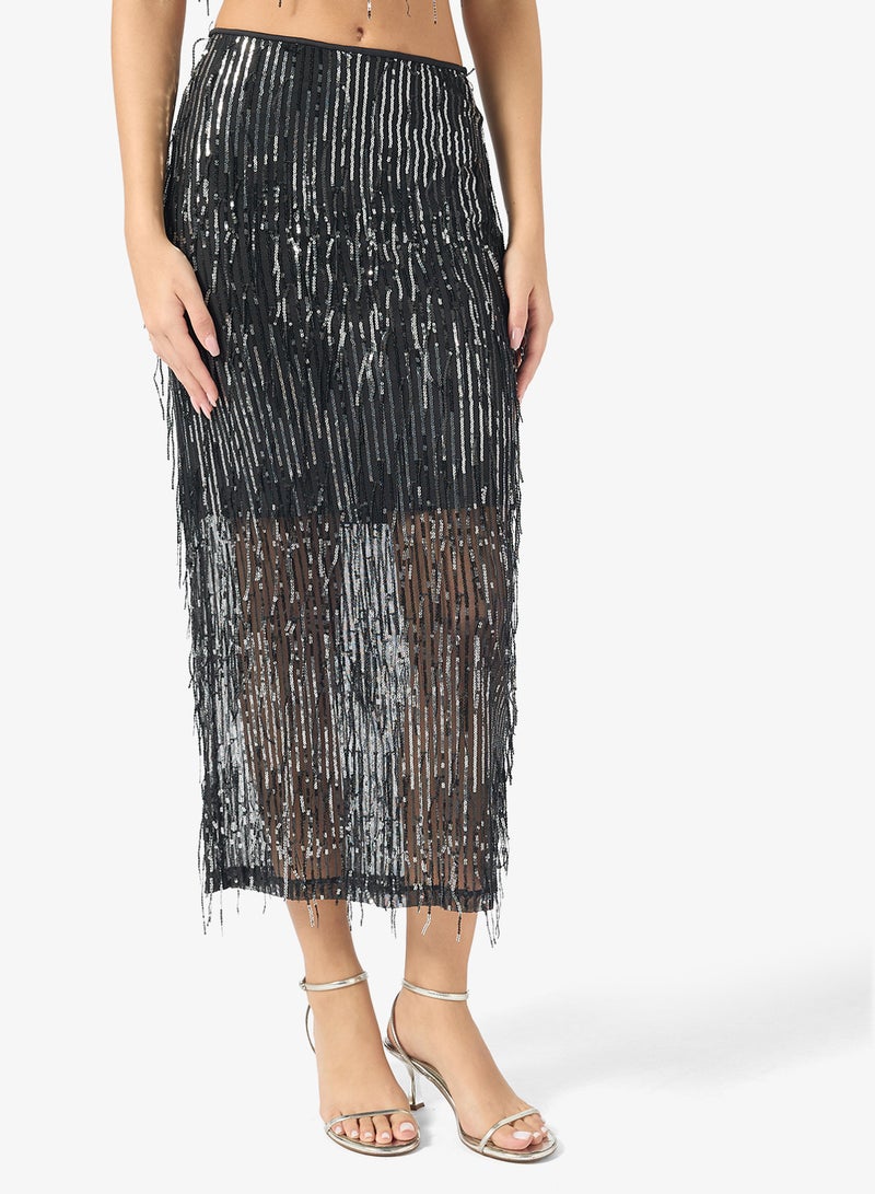 ONLY Sequin Detail Maxi Skirt - Image 1