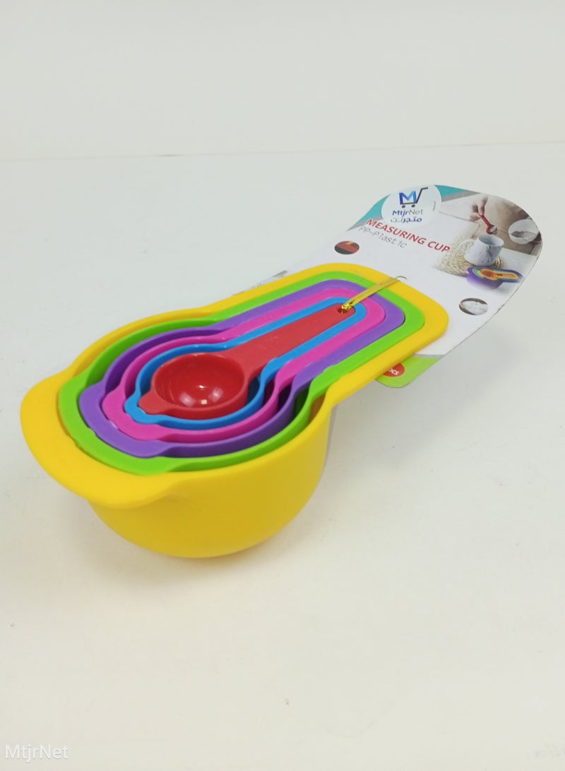 6 Piece Plastic Measuring Cup And Measuring Spoon For Cooking And Baking Multicolour
