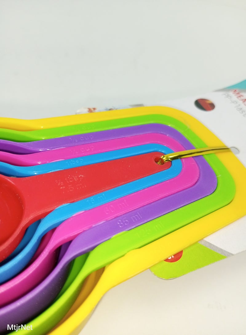 6 Piece Plastic Measuring Cup And Measuring Spoon For Cooking And Baking Multicolour