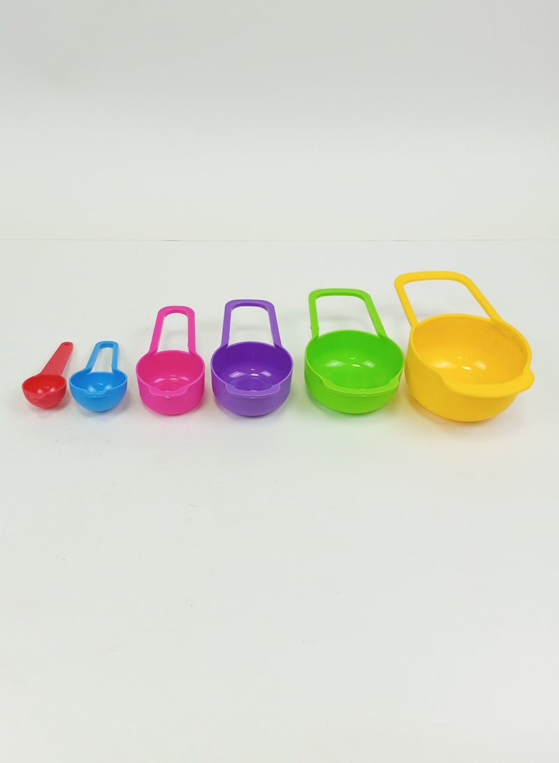 6 Piece Plastic Measuring Cup And Measuring Spoon For Cooking And Baking Multicolour