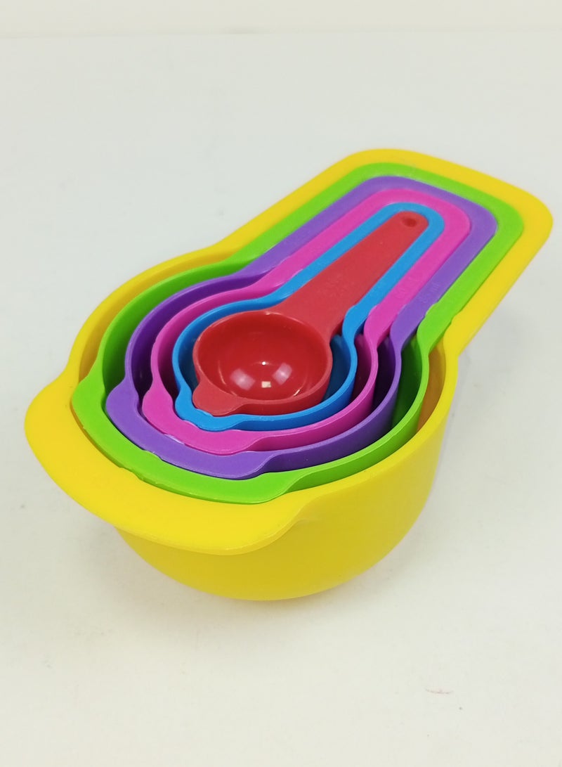 6 Piece Plastic Measuring Cup And Measuring Spoon For Cooking And Baking Multicolour