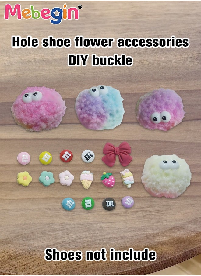 MEBEGIN 19 Pieces 3D Hairball Patterns for Crocs Footwear, Adorable Accessories for Shoes, DIY Matching Shoe Decoration, Plush Hole Shoe Jewelry Charms, Easy to Install and Take off(Not Incleded Shoes)  - Image 4