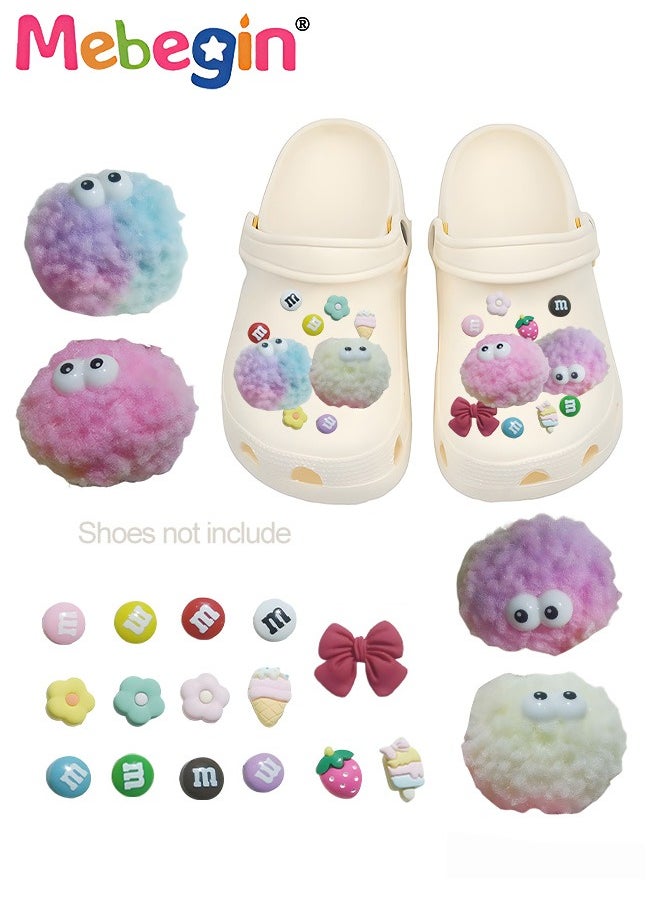 MEBEGIN 19 Pieces 3D Hairball Patterns for Crocs Footwear, Adorable Accessories for Shoes, DIY Matching Shoe Decoration, Plush Hole Shoe Jewelry Charms, Easy to Install and Take off(Not Incleded Shoes)  - Image 1