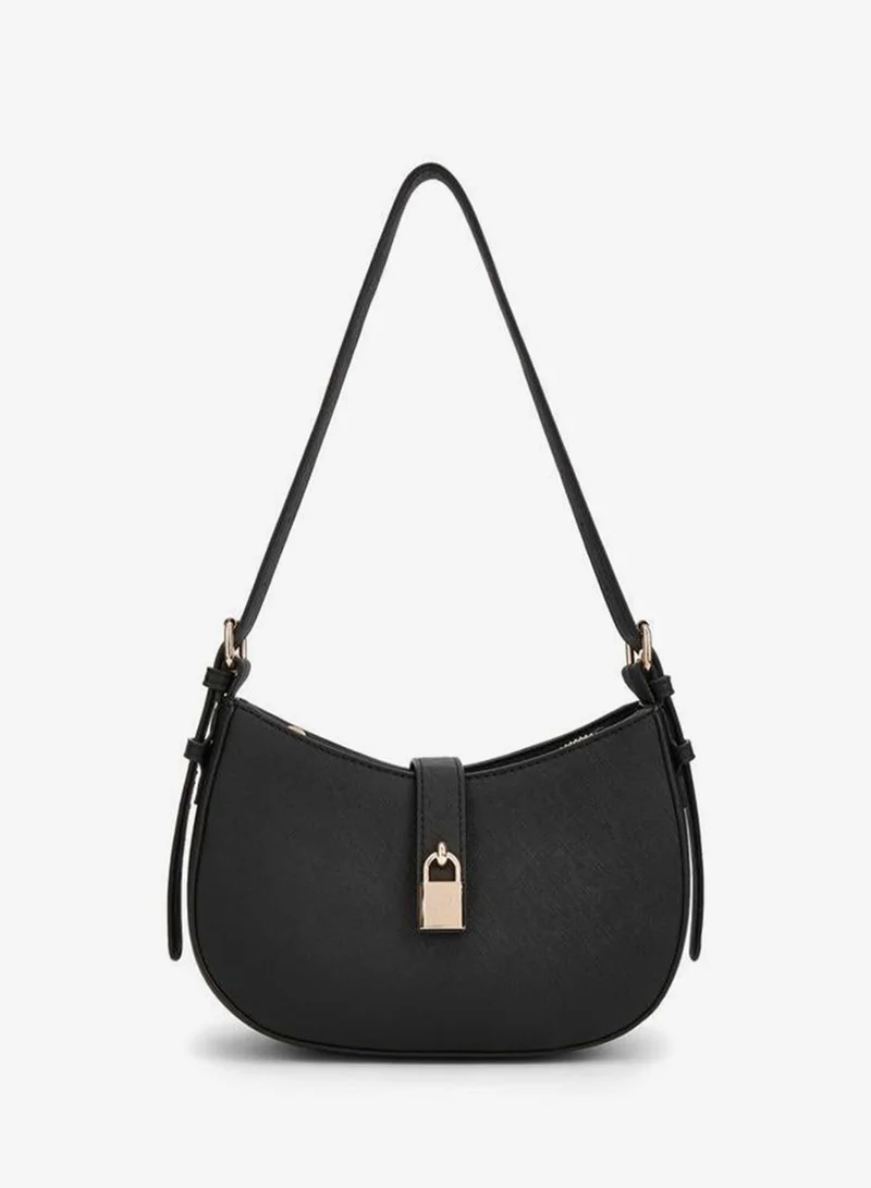 Solid Shoulder Bag With Zip Closure