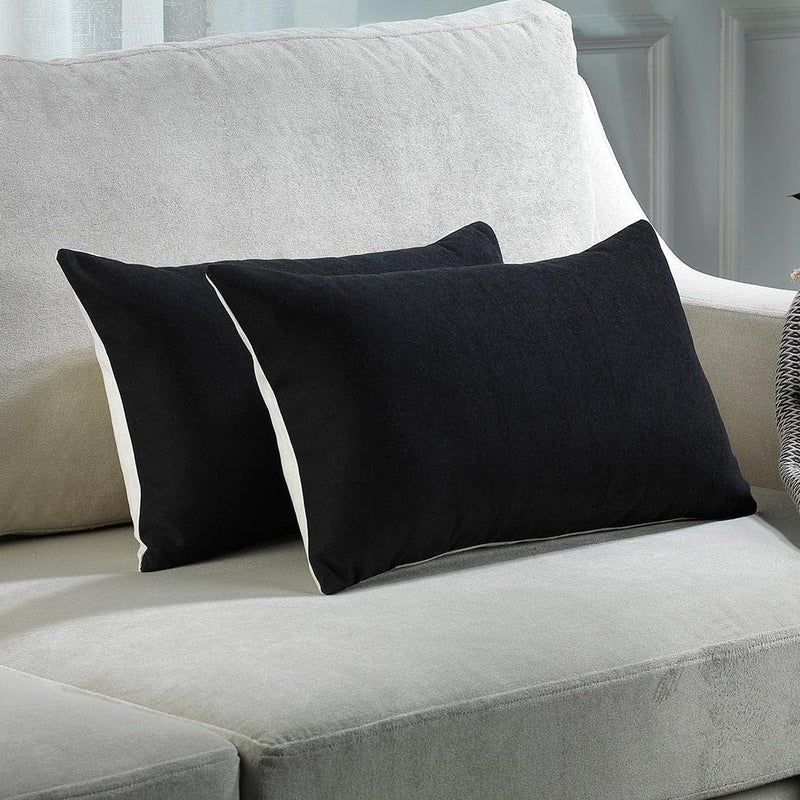 Texlux Microfiber Reversable Pillow Set of 2 for Sleeping 20 Inch X 36 Inch - Black White - Image 1
