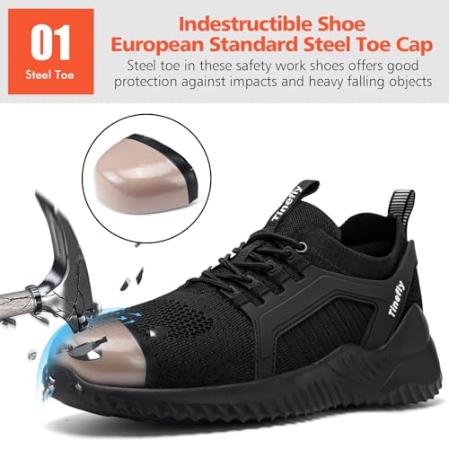 Tinefiy Steel Toe Shoes for Women Work Sneakers Lightweight Comfortable Safety Toe Slip On Puncture Proof Footwear Indestructible Shoe Size 10.5 - Image 2