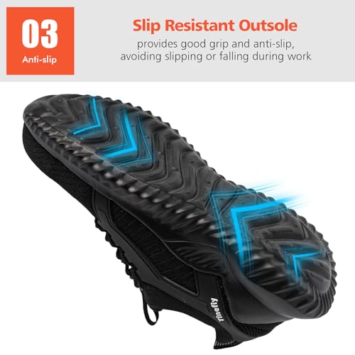 Tinefiy Steel Toe Shoes for Women Work Sneakers Lightweight Comfortable Safety Toe Slip On Puncture Proof Footwear Indestructible Shoe Size 10.5 - Image 4