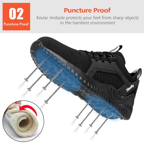 Tinefiy Steel Toe Shoes for Women Work Sneakers Lightweight Comfortable Safety Toe Slip On Puncture Proof Footwear Indestructible Shoe Size 10.5 - Image 3