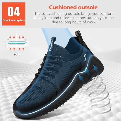 Tinefiy Steel Toe Shoes for Women Work Sneakers Lightweight Comfortable Safety Toe Slip On Puncture Proof Footwear Indestructible Shoe Size 10.5 - Image 5