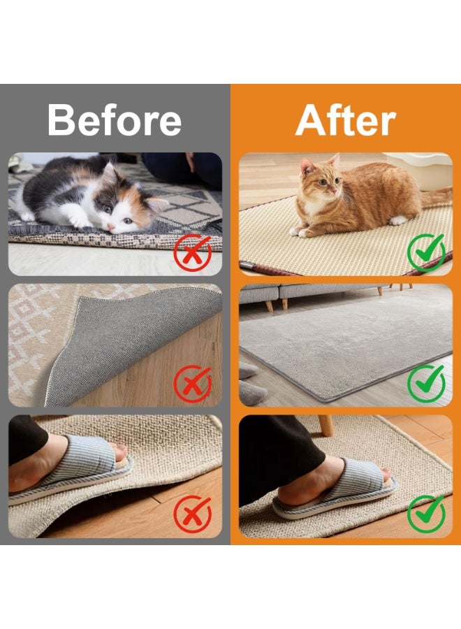 DOUGEI 10pcs Rug Tape, Non Slip Carpet Tape, Double-Sided Adhesive Rug Stickers for Wood Floor, Reusable Carpet Corner Gripper Pad for Hardwood Floors, Flattens Edges - Image 5