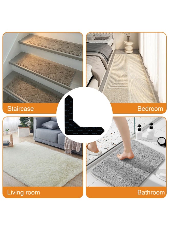 DOUGEI 10pcs Rug Tape, Non Slip Carpet Tape, Double-Sided Adhesive Rug Stickers for Wood Floor, Reusable Carpet Corner Gripper Pad for Hardwood Floors, Flattens Edges - Image 4
