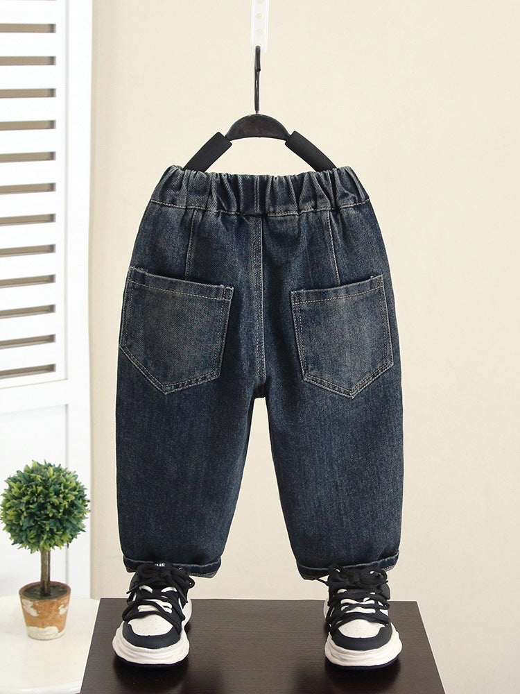 6127 Children'S Handsome Pants Boys Autumn Fried Street Jeans Fashionable Handsome Men'S Baby Trousers - Image 3