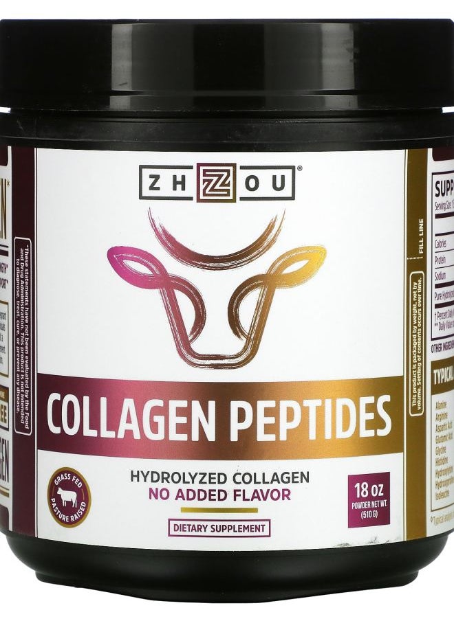 Zhou Nutrition Collagen Peptides Hydrolyzed Collagen No Added Flavor 18 oz (510 g) 