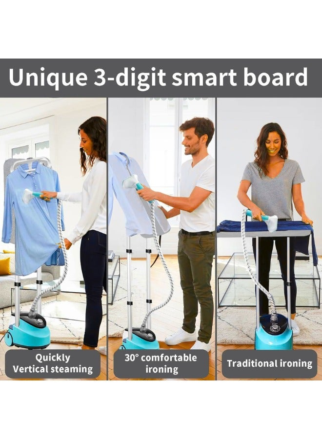 Chase Up Steam Iron Double Pole,Standing Garment Steamer with Adjustable Garment Hanger and Roll Wheels,Built-in Ironing Board,High Power Electric Iron Adjustable Vertical Steamer for Home  - Image 2