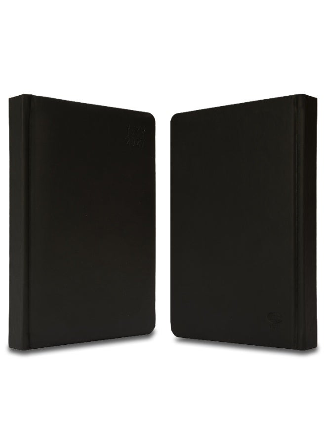 FIS 2027 A5 Diary, 148x210mm, 1 Side Padded Italian PU Cover Materials, Round Corners, 1 Day a Page Format, Arabic/English, 70gsm Italian Ivory Paper, Black Cover-FSDI19AE27BK - Image 3