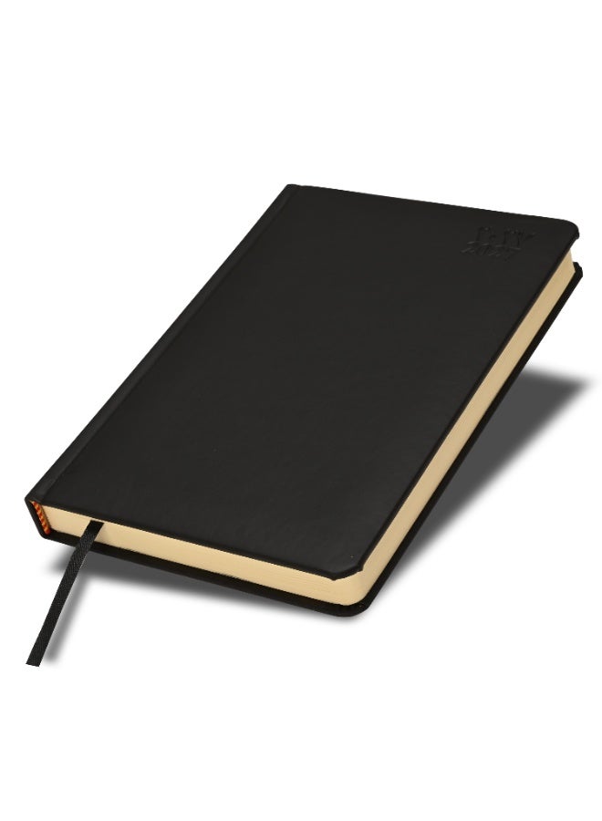 FIS 2027 A5 Diary, 148x210mm, 1 Side Padded Italian PU Cover Materials, Round Corners, 1 Day a Page Format, Arabic/English, 70gsm Italian Ivory Paper, Black Cover-FSDI19AE27BK - Image 1