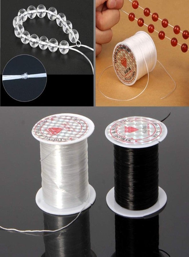 Self Lub Elastic Crystal Stretch Cord for Jewelry Making – Flat Beading Thread for Bracelets, Anklets, DIY Crafts – Durable, Clear Elastic String for Beads & Charms (White, 50 Meter, 0.5 mm) - Image 5