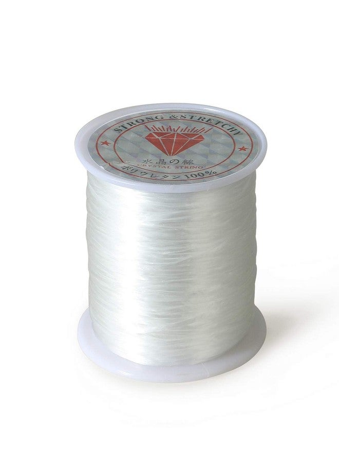 Self Lub Elastic Crystal Stretch Cord for Jewelry Making – Flat Beading Thread for Bracelets, Anklets, DIY Crafts – Durable, Clear Elastic String for Beads & Charms (White, 50 Meter, 0.5 mm) - Image 1
