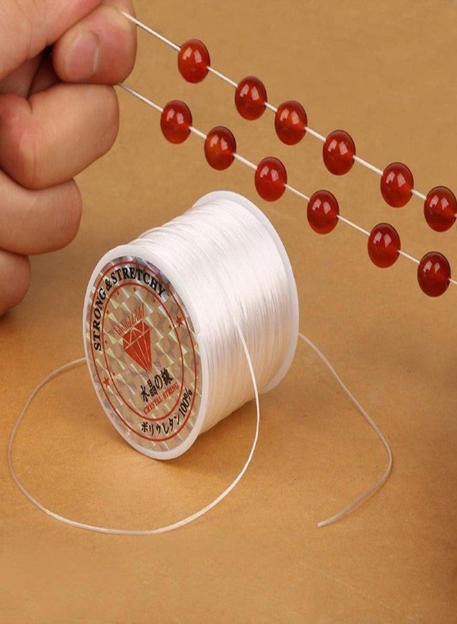 Self Lub Elastic Crystal Stretch Cord for Jewelry Making – Flat Beading Thread for Bracelets, Anklets, DIY Crafts – Durable, Clear Elastic String for Beads & Charms (White, 50 Meter, 0.5 mm) - Image 4