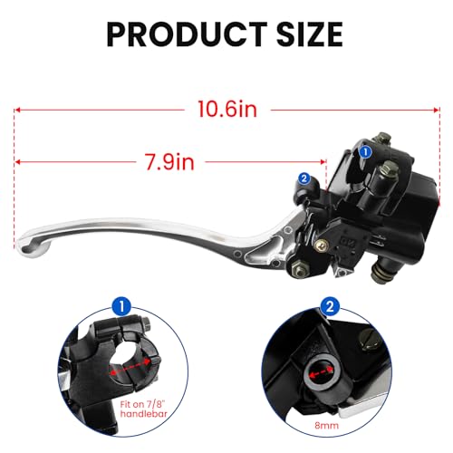 luxlead 7/8" Brake Master Cylinder Kit Handlebar Front Right Side Brake Lever Compatible with ATV Banshee Yamaha Grizzly Kodiak Raptor Timberwolf Wolverine YFZ450 - Image 4