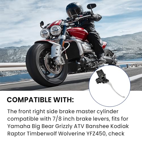 luxlead 7/8" Brake Master Cylinder Kit Handlebar Front Right Side Brake Lever Compatible with ATV Banshee Yamaha Grizzly Kodiak Raptor Timberwolf Wolverine YFZ450 - Image 5