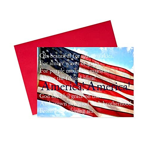 CEO Cards Independence Day Cards for Family & Business (America the Beautiful) Happy 4th of July Bulk Greeting Card Set Pack of 25 with Red Envelopes (5x7 inch - A7) Office, Work, Employees & Clients (JF1802) - Image 1