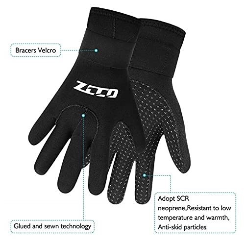 ZCCO Neoprene Diving Gloves - Double-Layer Thermal 5mm Wetsuit Gloves with Elastic Wrist & Skid Resistance Particles for Diving, Surfing, Snorkeling(5mm-XL) - Image 2