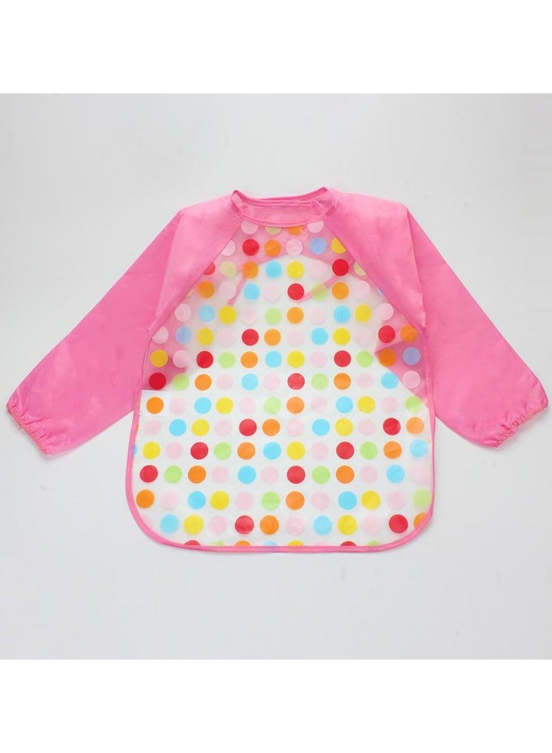 Long Sleeve Water Proof Baby Bib Pink Dot