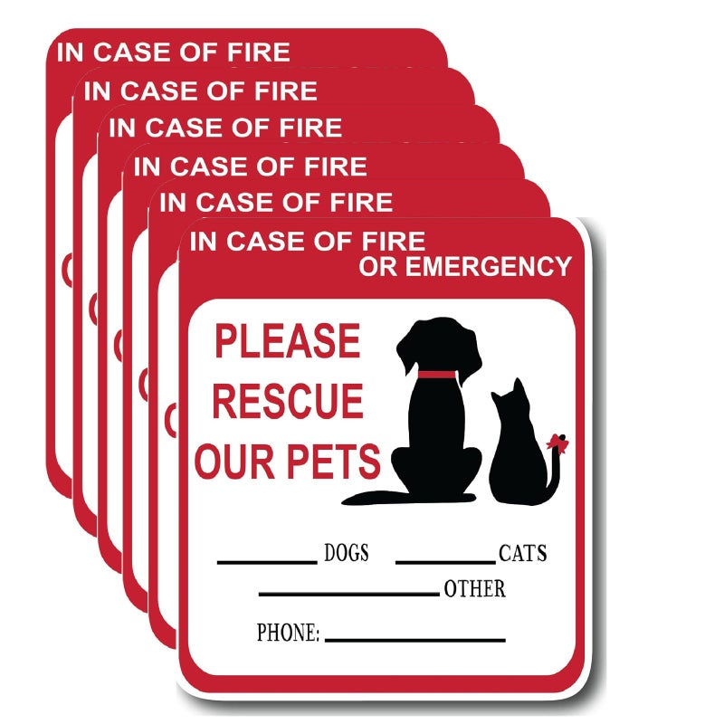 Adullpony in Case of Fire or Emergency Please Rescue Our Pets Stickers Pet Alert Safety Stickers 5x4 inch Pet Fire Rescue Signs for Car and Home Windows 6PCS - Image 3
