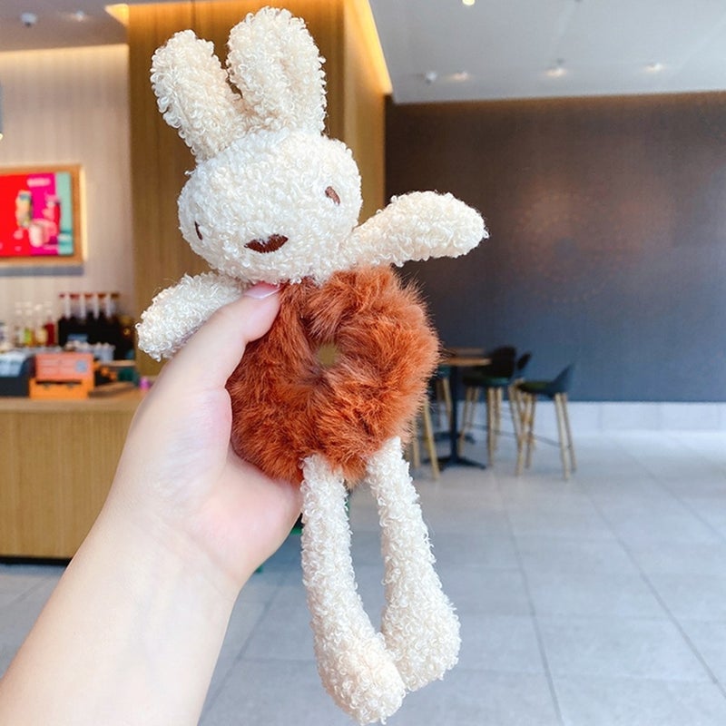 Generic Baowao Bear Hair Loop 2023 New Cute Plush Bear Tie-up Rope Womens Internet Celebratory Cartoon Hair Rope Pontail Rubber Tendon 20# brown rabbit