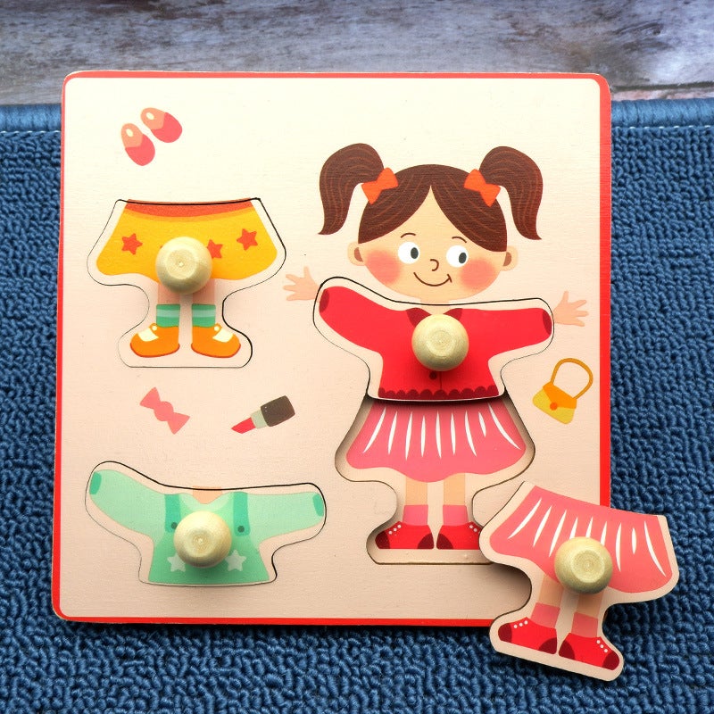 Montessori Early Education Puzzle Toy Baby Enlightenment Scratching Board Matching Cartoon Wooden Nail Panel Kidsren'S Educational Puzzle - Image 1