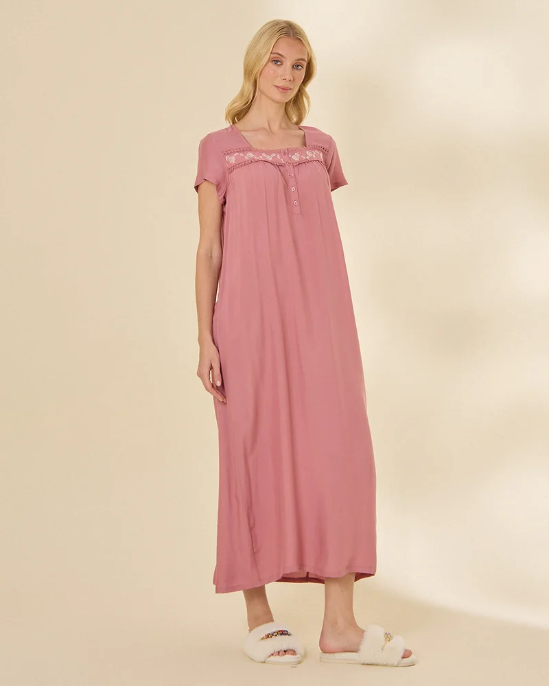REDTAG Women's Pink Allover Print Nightgown
