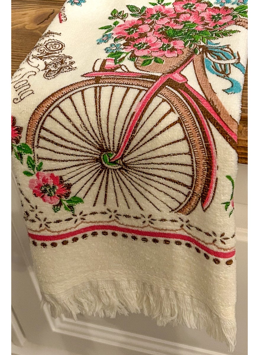 Cnr Garden 5 Piece Fringed Cotton 40x60 cm Cotton Printed Towel Set Hand Face Kitchen Towel Soft Patterned Water Absorbent Set  - Image 3