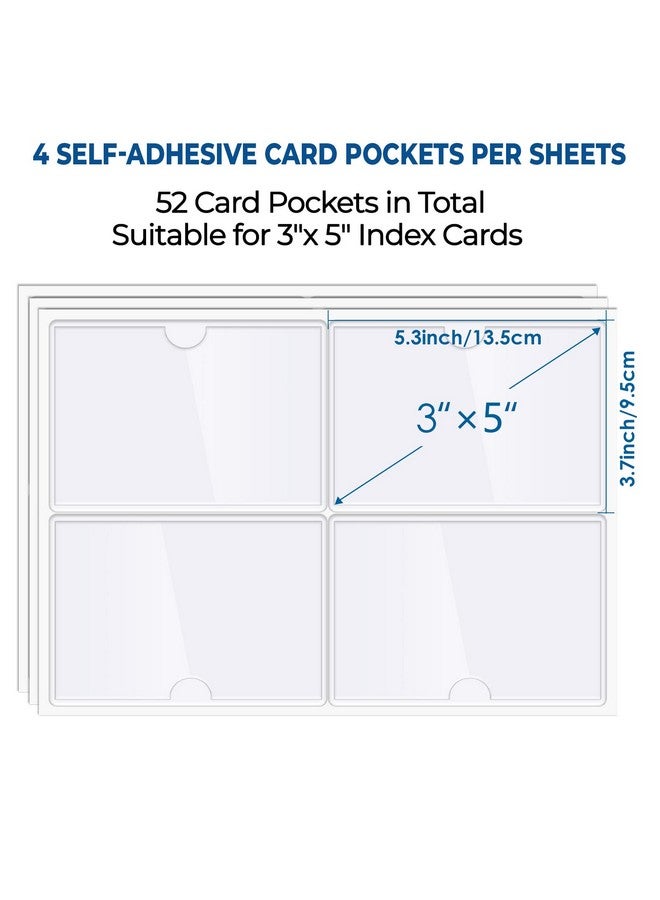MaxGear 52 Pack Index Card Pockets With Top Open Adhesive Pockets Plastic Label Holder For Note Cards And Library Cards Adhesive Label Pockets For 3 X 5 Index Cards Adhesive Index Card Holder  - Image 2