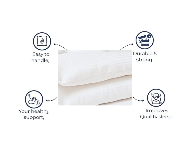GUFFAW Premium Polyester Microfiber Satin Stripe Pillow Filler 16x25 inches (White) Pack of 5 - Image 4