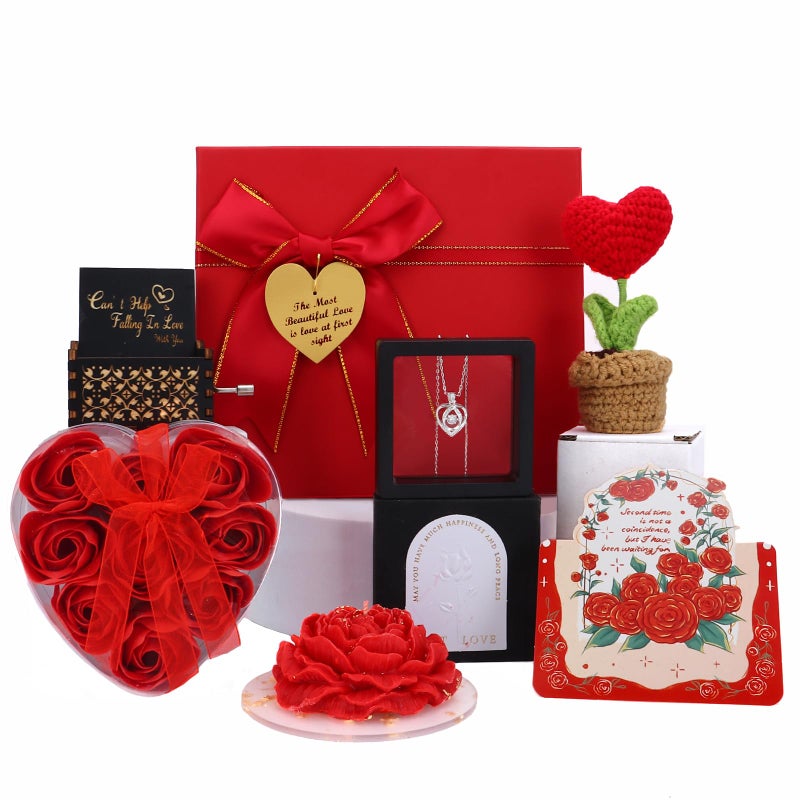 Wxzumg Valentines Day Gifts for Her Basket, Valentines Basket for Women, Valentine's Gift Bulk for Her, Valentine Gift Baskets Unique Present for Wedding Engagement Anniversary Bulk Set for Mom Teacher Wife - Image 1
