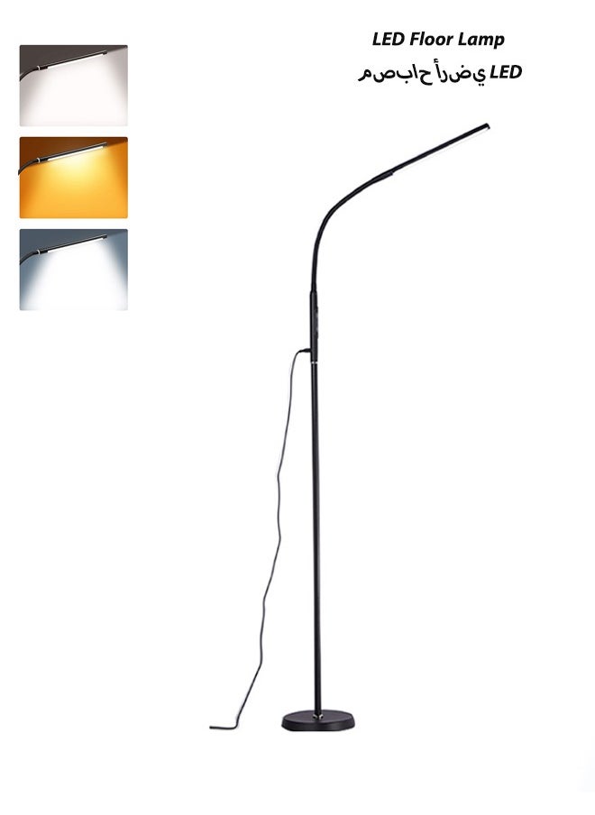 Joshberg LED Floor Lamp,3 Color Temperature 12 Watt Black,LED Dimmable Modern Color Gooseneck for Living Room Bedroom Office Reading Office Piano,USB Charge,Touch Control  - Image 1