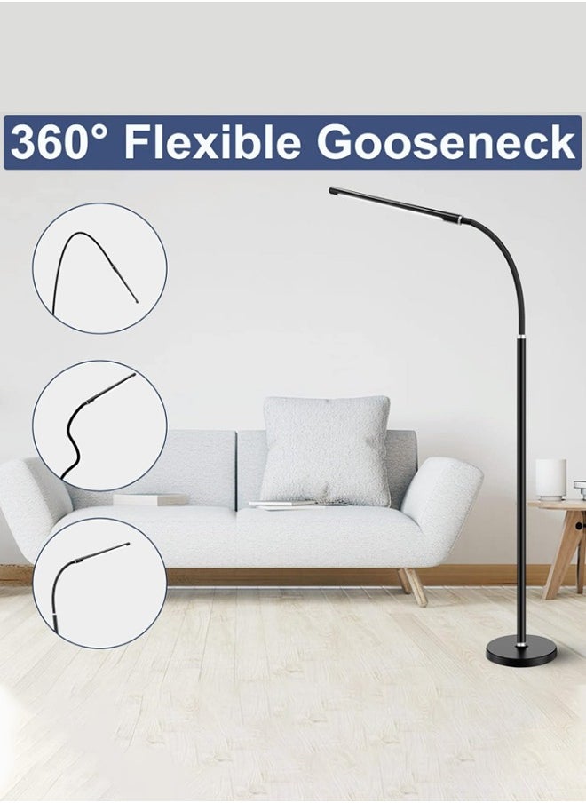 Joshberg LED Floor Lamp,3 Color Temperature 12 Watt Black,LED Dimmable Modern Color Gooseneck for Living Room Bedroom Office Reading Office Piano,USB Charge,Touch Control  - Image 5