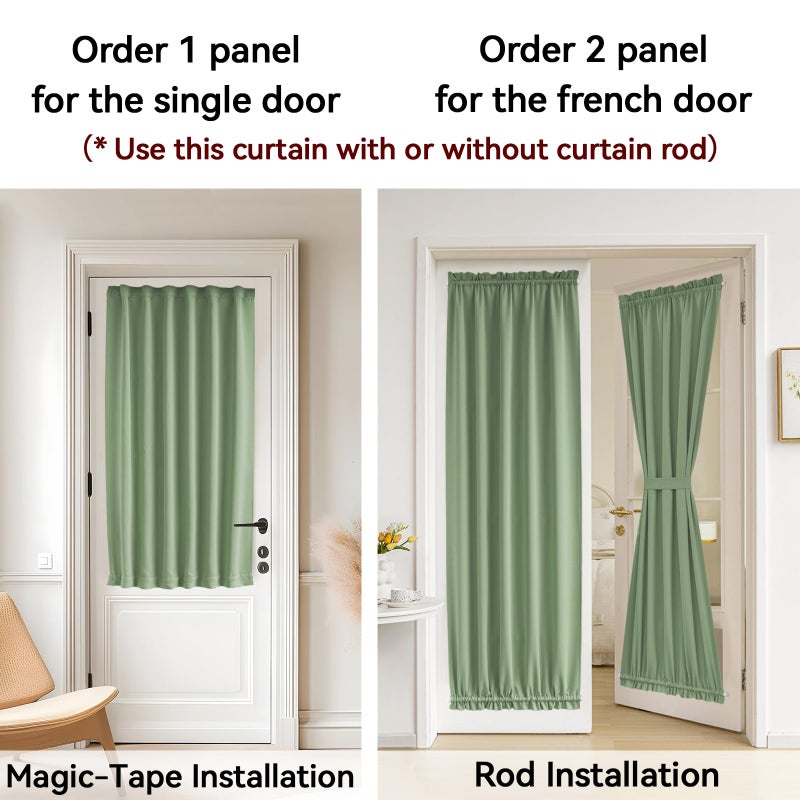 Vatge Sage Green Door Curtains for Door Window,Sidelight Front Door Curtains for Glass Window, 1 Panel, W12 x L72, Sage Green - Image 4