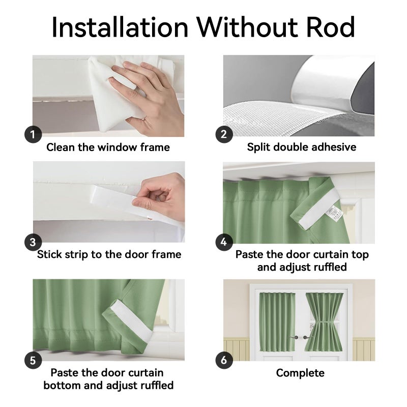 Vatge Sage Green Door Curtains for Door Window,Sidelight Front Door Curtains for Glass Window, 1 Panel, W12 x L72, Sage Green - Image 3