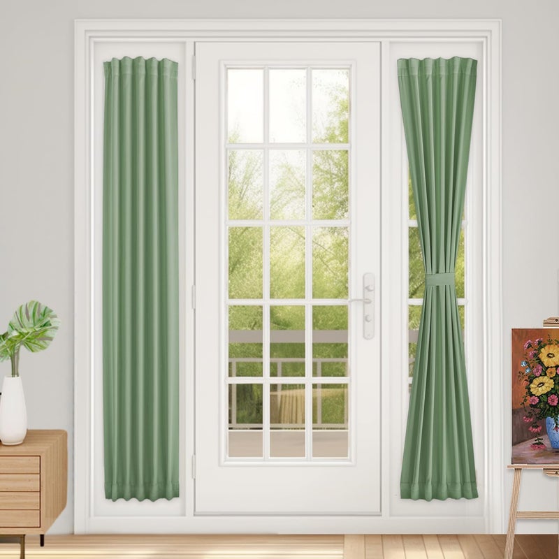 Vatge Sage Green Door Curtains for Door Window,Sidelight Front Door Curtains for Glass Window, 1 Panel, W12 x L72, Sage Green - Image 1