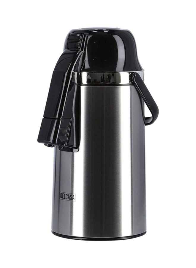 DELCASA Airpot Glass Vacuum Flask Silver/Black - Image 2