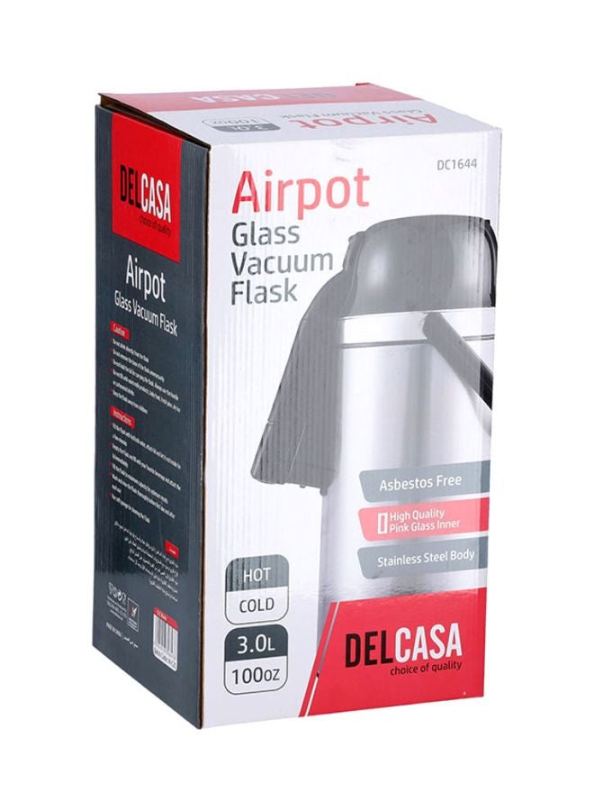 DELCASA Airpot Glass Vacuum Flask Silver/Black - Image 4
