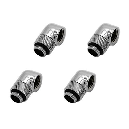 Barrow G1/4" Male to Female Extender Fitting, 90 Degree Rotary, Silver Shiny, 4-pack - Image 1