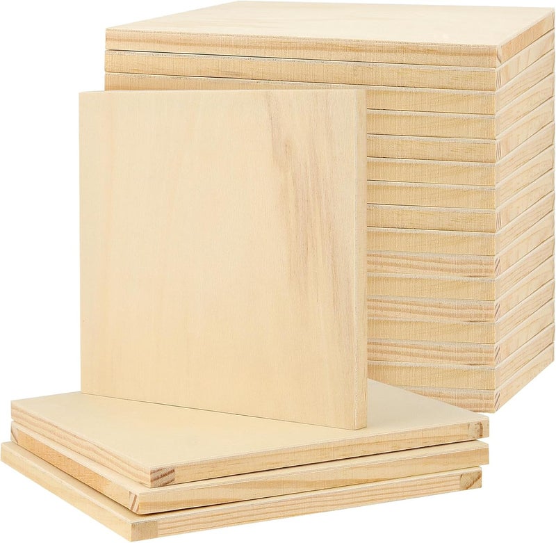 MANCHAP 20 Pack 6 x 6 Inch Square Wooden Canvas Boards Unfinished Wood Panels Blank Cradled Panel for Painting Crafts - Image 1