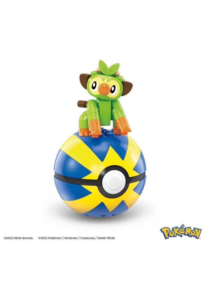 Mega Brands Mega Construx Pokemon Series 17 Grookey Figure Building Set with Quick Poke Ball  - Image 5
