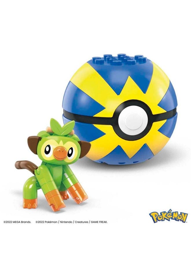 Mega Brands Mega Construx Pokemon Series 17 Grookey Figure Building Set with Quick Poke Ball  - Image 2