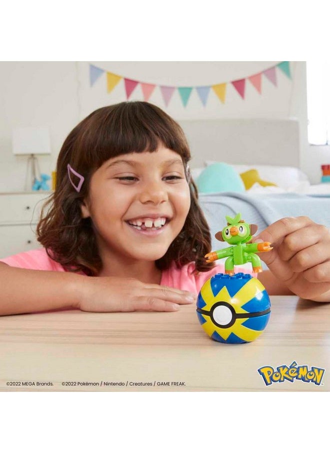 Mega Brands Mega Construx Pokemon Series 17 Grookey Figure Building Set with Quick Poke Ball  - Image 4